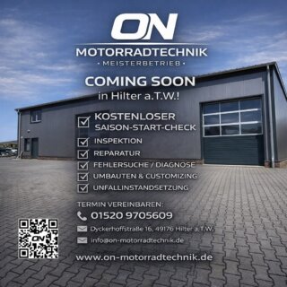 Der Countdown läuft! 🔧🏍️ Meine freie Werkstatt ON Motorradtechnik öffnet bald in Hilter a.T.W. – sichert euch schon heute euren&hellip;