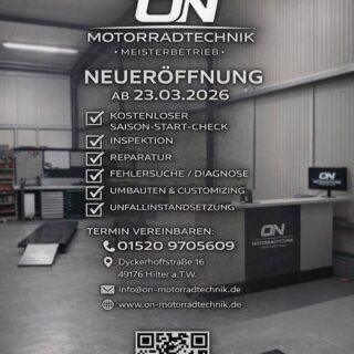 Neueröffnung ON Motorradtechnik 🏍️ Am 23.02.2026 eröffnet ON Motorradtechnik in Hilter a.T.W. Wir kümmern uns um Wartung, Reparaturen und alles,&hellip;